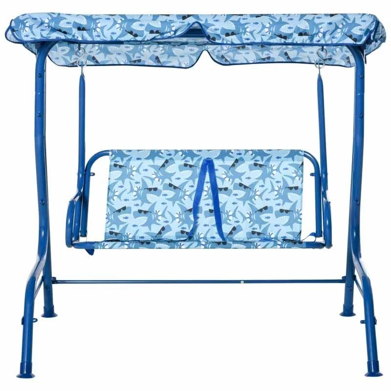 Outsunny 2-Seater Kids Canopy Garden Swing Chair - Blue- 312-026 - Image 7
