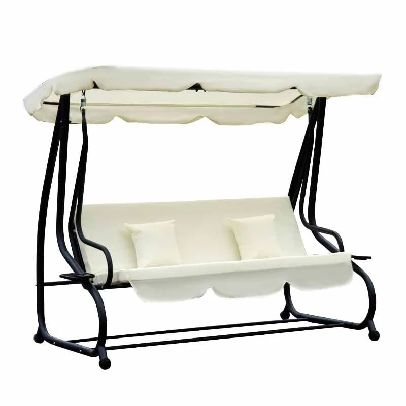 Outsunny 2-in-1 Convertible Garden Swing Chair - Cream White - 84A-051CW - Image 3