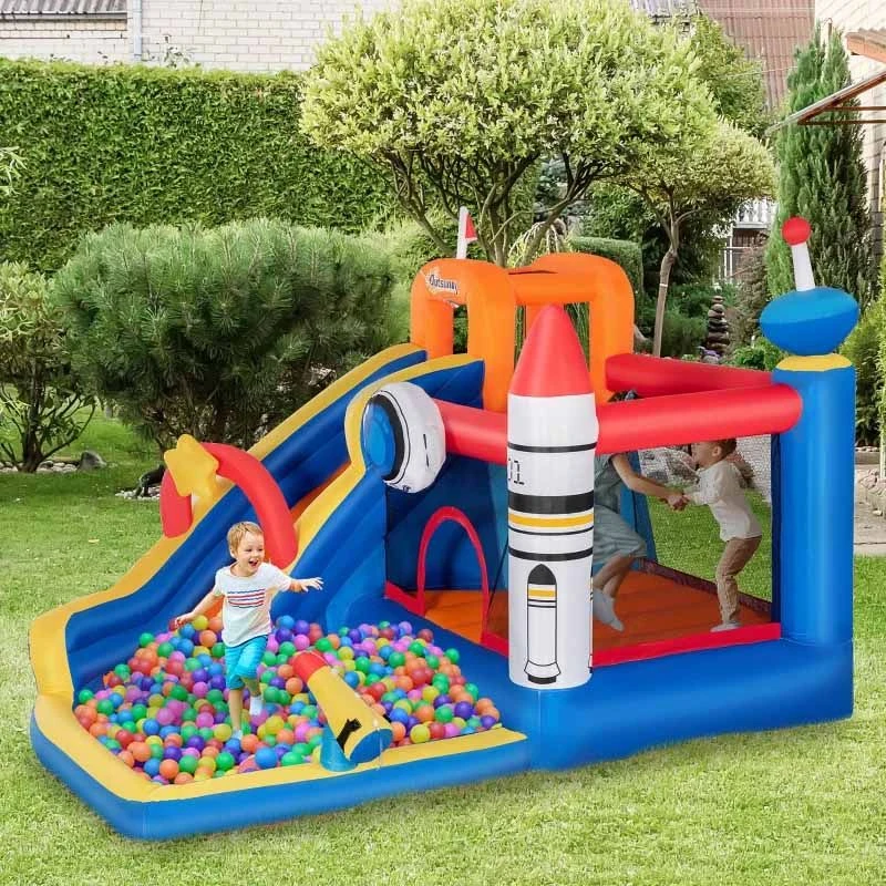 Outsunny 5 In 1 Kids Inflatable Bouncy Castle - 342-051V70