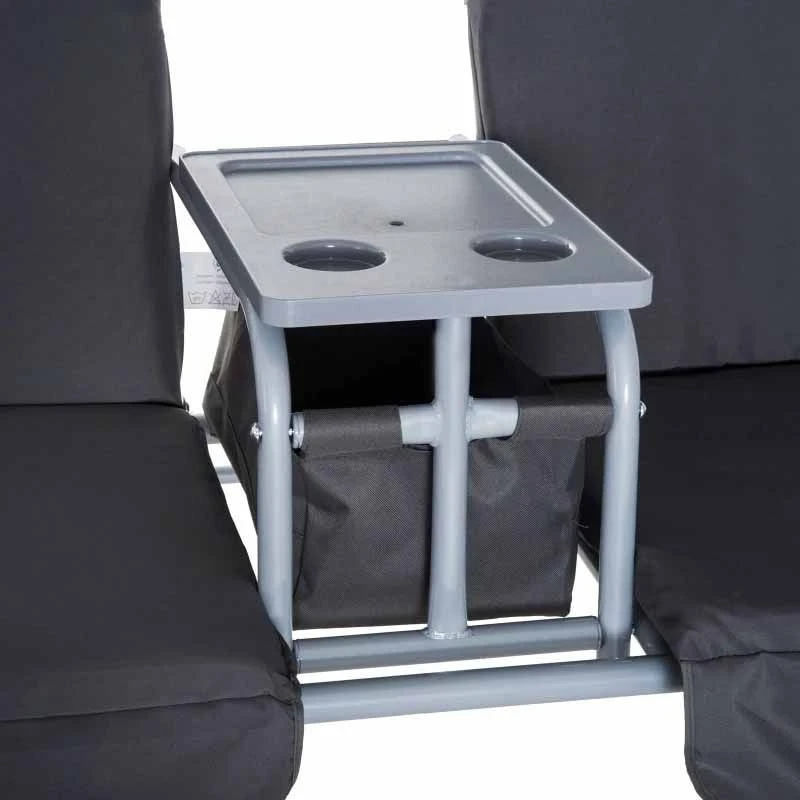 Outsunny 2-Seater Swing Chair With Table - Grey - 84A-057V70 - Image 5