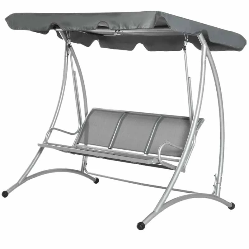 Outsunny 3 Seater Porch Swing Chair With Canopy - Grey - 84A-053CG - Image 5