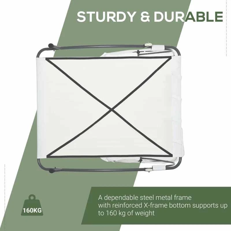 Outsunny Double Hammock Sun Lounger With Canopy - Cream White - 84B-174CW - Image 6