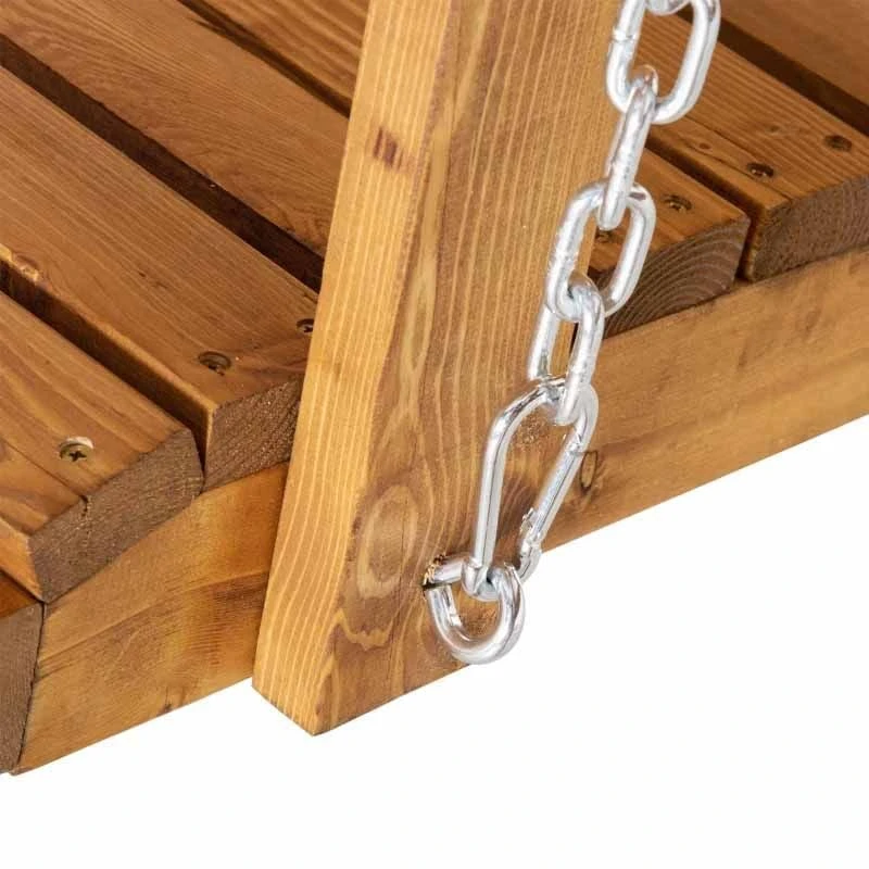 Outsunny 2 Seater Pine Wood Garden Swing Chair - Brown - 84A-218 - Image 4