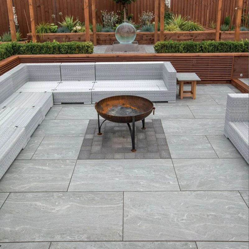 Global Stone Mixed Size Series Porcelain Paving Slab Single Size Pack 400 X 800 X 20mm - Pack Of 1 - Oyster - OYPE4080S