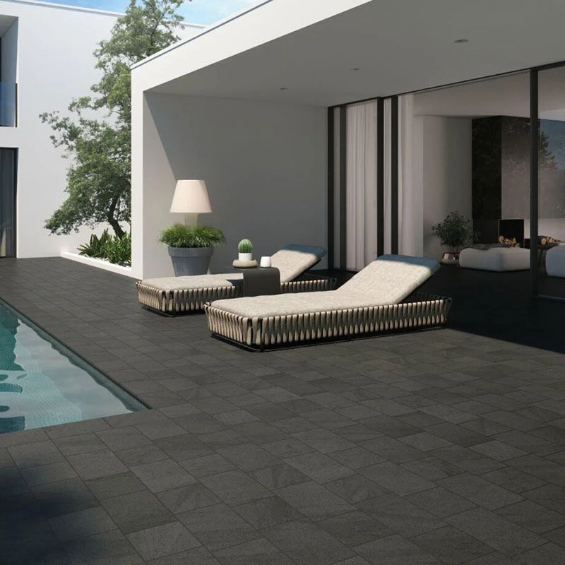 Global Stone Small Size Series Porcelain Paving Slabs Single Size Pack 200 X 300 X 20mm - Pack Of 4 - Aran Black - ABPE2030