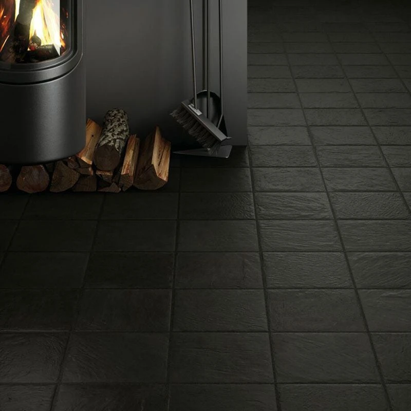 Global Stone Small Size Series Porcelain Paving Slabs Single Size Pack 200 X 200 X 20mm - Pack Of 6 - Pizarra Black - PBPE2020