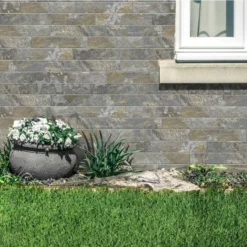 Global Stone Porcelain Wall Cladding Single Size Pack 75 X 385 X 9mm - Pack Of 34 - Zinc - KEZI7538