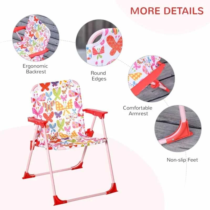 Outsunny Kids Folding Picnic Table And Chairs Set - Butterfly Pattern - 312-025PK - Image 7