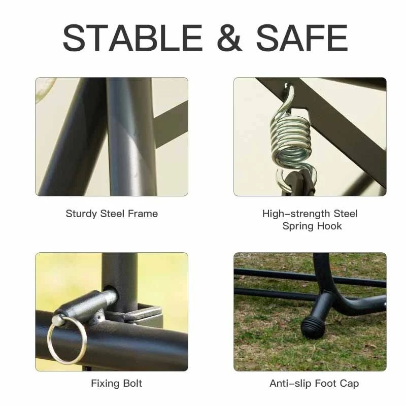 Outsunny 2-in-1 Convertible Garden Swing Chair With Pillows - Cream White -84A-032 - Image 7