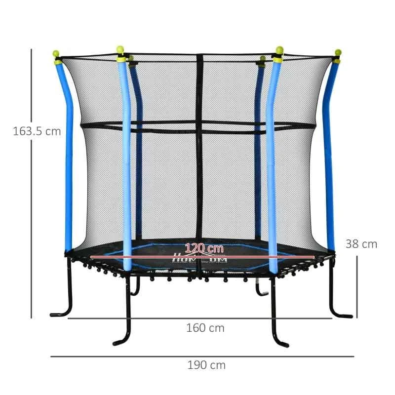 HOMCOM 5.2ft Kids Trampoline With Enclosure Net For 3 - 10 Years - Blue - 342-007V01BU - Image 3