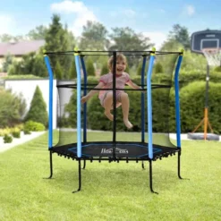 HOMCOM 5.2ft Kids Trampoline With Enclosure Net For 3 - 10 Years - Blue - 342-007V01BU