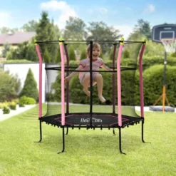 HOMCOM 5.2ft Kids Trampoline With Enclosure Net For 3 - 10 Years - Pink - 342-007V01PK