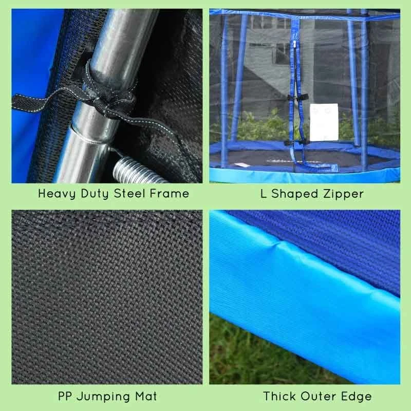 HOMCOM 6.2ft Kids Trampoline With Enclosure Net For 3-12 Years - Blue - 342-031BU - Image 8