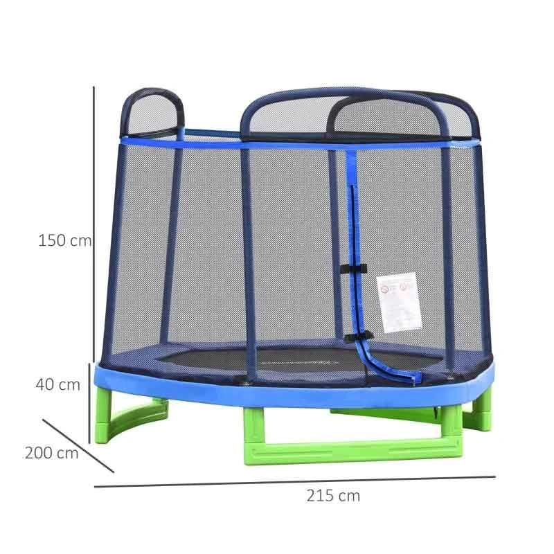 HOMCOM 6.2ft Kids Trampoline With Enclosure Net For 3-12 Years - Blue - 342-031BU - Image 2