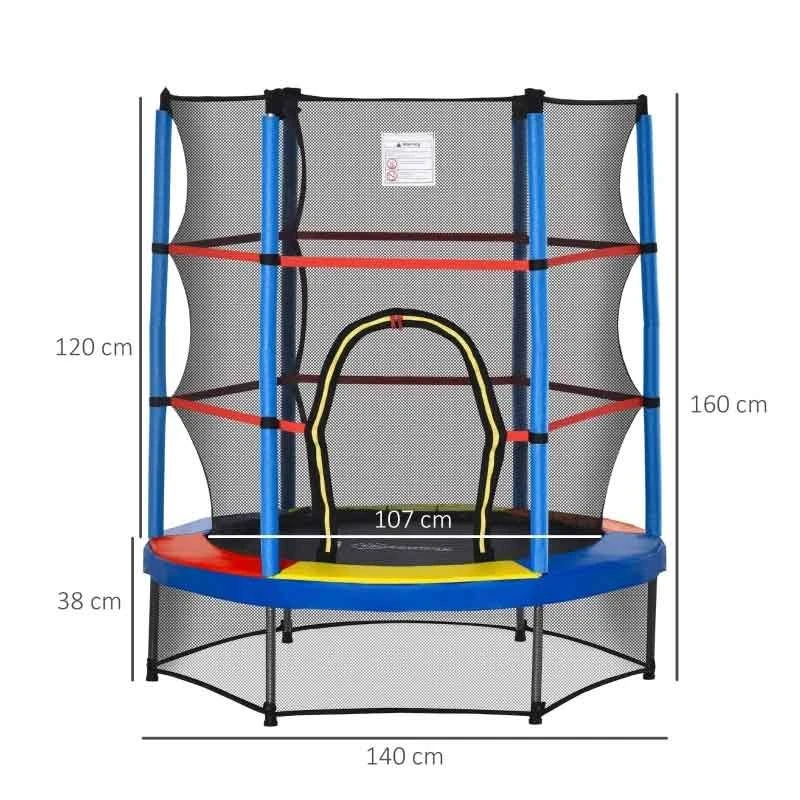 HOMCOM 5.2ft Kids Trampoline With Enclosure Net For 3-6 Years - Multi-Colour - 342-032MX - Image 3