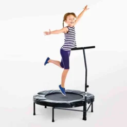 HOMCOM Mini Trampoline With Height Adjustable Handle - Black - A00-012BK