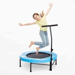 HOMCOM Mini Trampoline With Height Adjustable Handle - Blue - A00-012BU