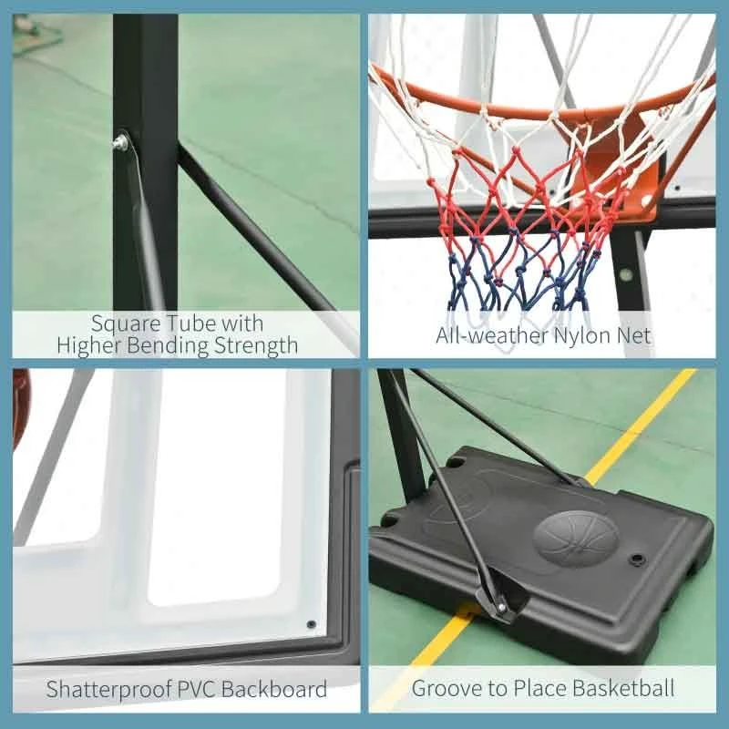 HOMCOM Portable Basketball Hoop With Backboard - Black - A61-013 - Image 9