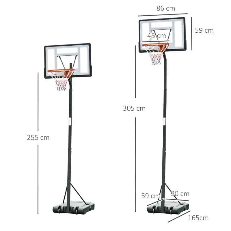HOMCOM Portable Basketball Hoop With Backboard - Black - A61-013 - Image 3