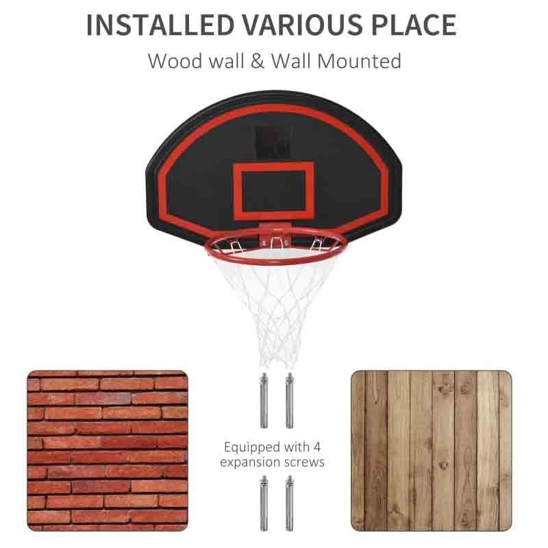 HOMCOM Basketball Hoop Backboard With Net - Black/Red - A61-019 - Image 7
