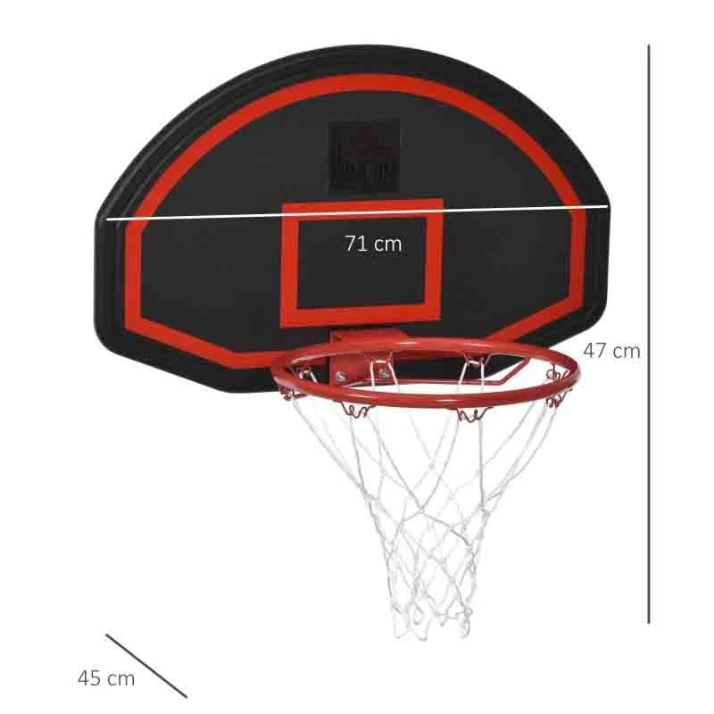 HOMCOM Basketball Hoop Backboard With Net - Black/Red - A61-019 - Image 3