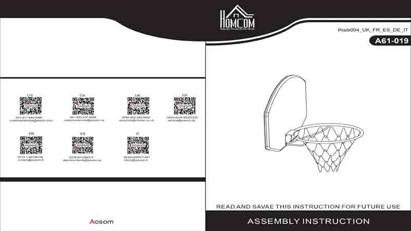 HOMCOM Basketball Hoop Backboard With Net - Black/Red - A61-019 - Image 10