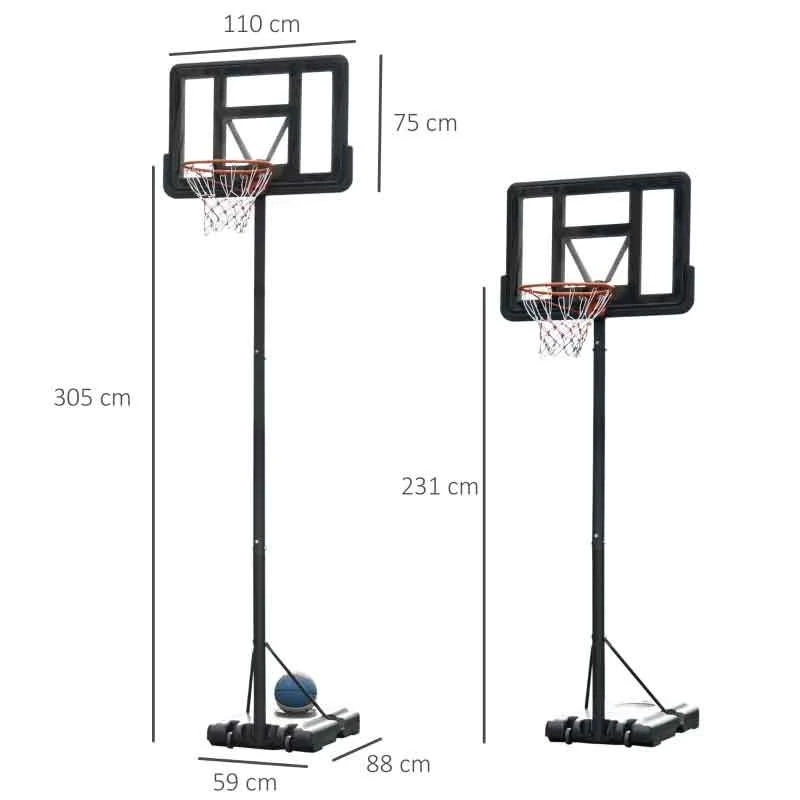 HOMCOM Portable Basketball Hoop With Backboard - Black - A61-024 - Image 5