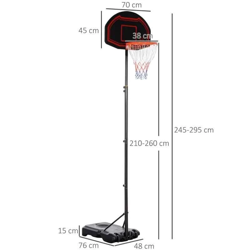 HOMCOM Portable Basketball Hoop With Backboard - Black/Red - A61-027BK - Image 4