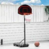 HOMCOM Portable Basketball Hoop With Backboard - Black/Red - A61-027BK