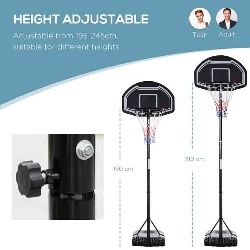 HOMCOM Portable Basketball Hoop With Backboard - Black - A61-028RD - Image 10