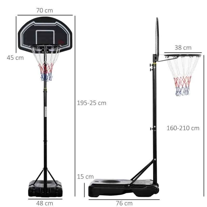 HOMCOM Portable Basketball Hoop With Backboard - Black - A61-028RD - Image 4