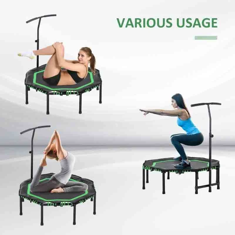 HOMCOM Mini Trampoline With Height Adjustable Handle - Green/Black - A71-007GN - Image 8