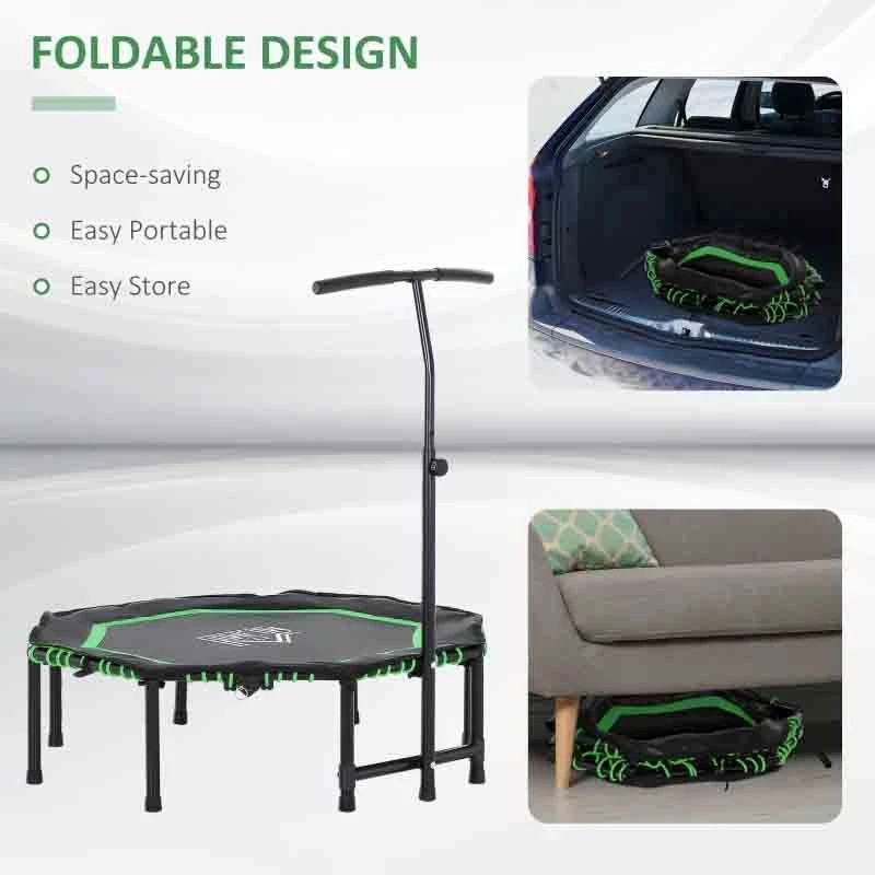 HOMCOM Mini Trampoline With Height Adjustable Handle - Green/Black - A71-007GN - Image 7