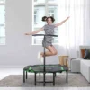 HOMCOM Mini Trampoline With Height Adjustable Handle - Green/Black - A71-007GN
