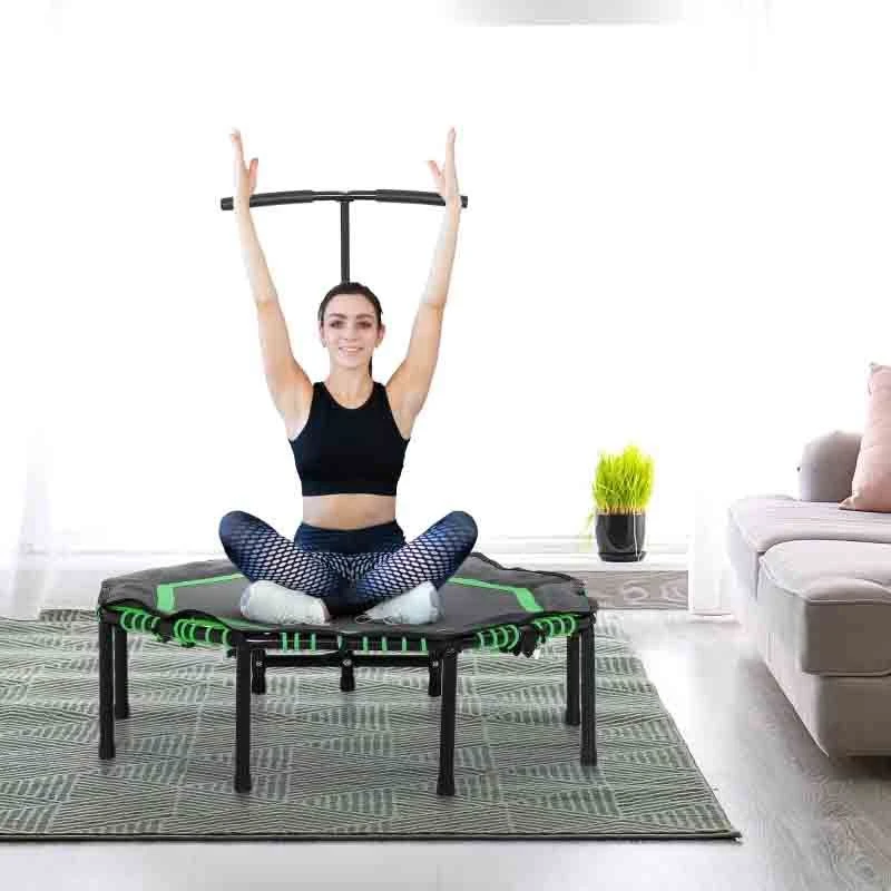 HOMCOM Mini Trampoline With Height Adjustable Handle - Green/Black - A71-007GN - Image 2