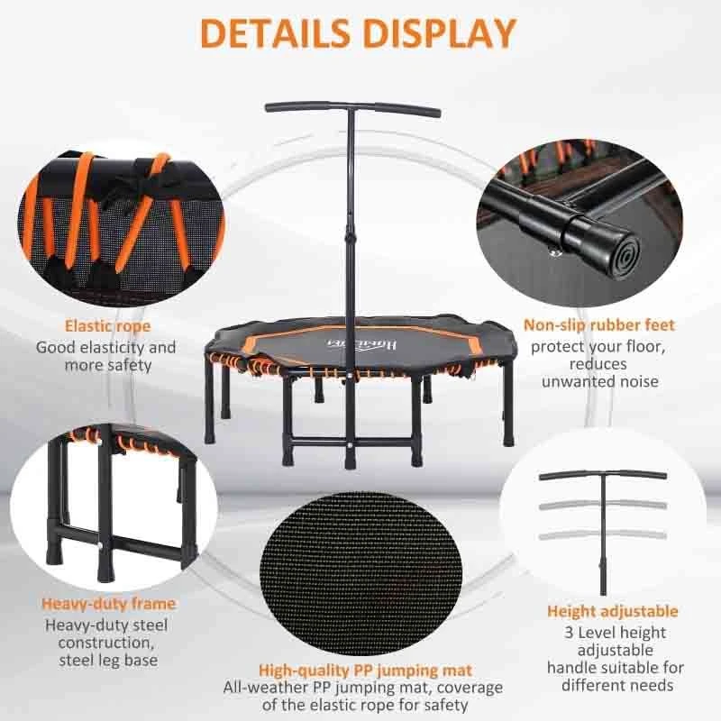 HOMCOM Mini Trampoline With Height Adjustable Handle - Orange/Black - A71-007OG - Image 10