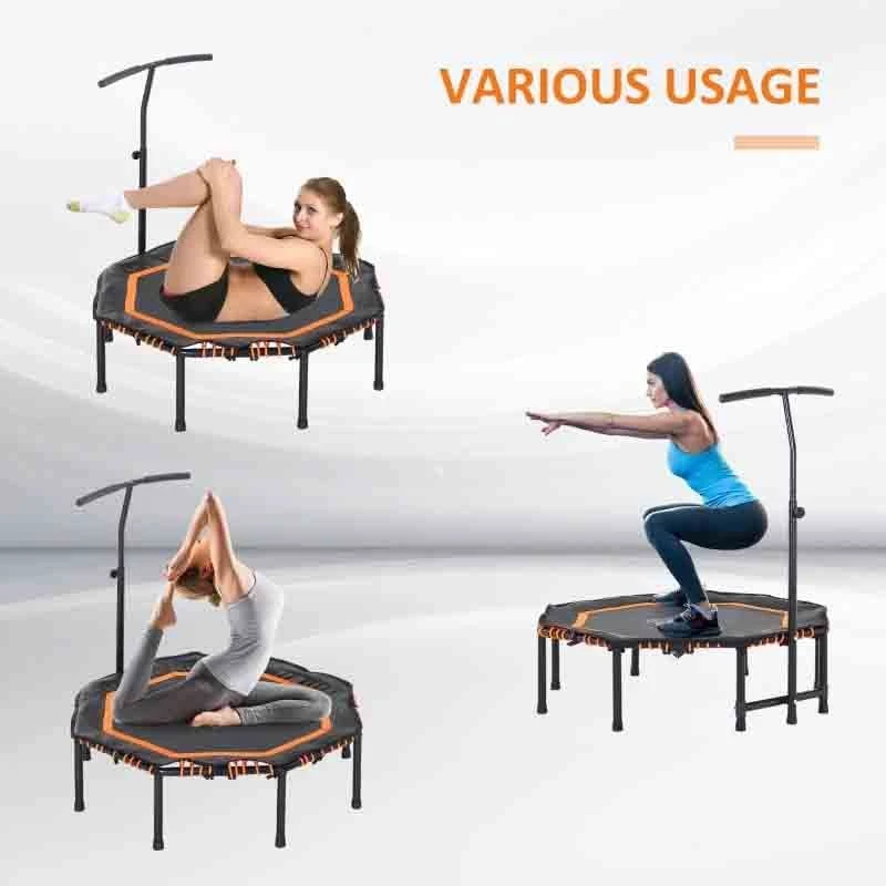 HOMCOM Mini Trampoline With Height Adjustable Handle - Orange/Black - A71-007OG - Image 9