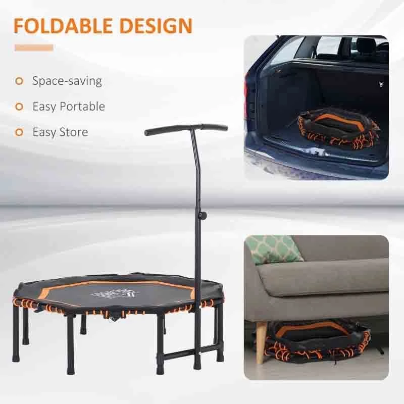 HOMCOM Mini Trampoline With Height Adjustable Handle - Orange/Black - A71-007OG - Image 8