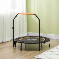 HOMCOM Mini Trampoline With Height Adjustable Handle - Orange/Black - A71-034V00BK