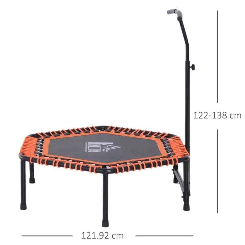 HOMCOM Mini Trampoline With Height Adjustable Handle - Black/Orange - A93-037 - Image 4