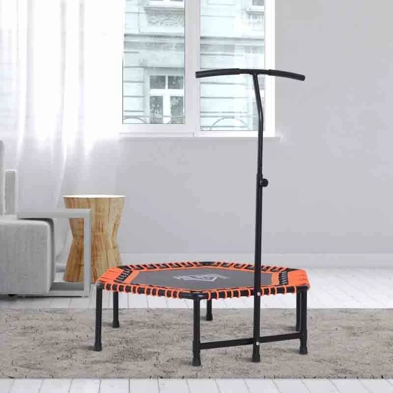 HOMCOM Mini Trampoline With Height Adjustable Handle - Black/Orange - A93-037 - Image 2