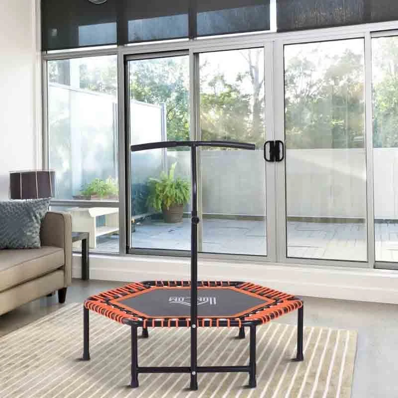 HOMCOM Mini Trampoline With Height Adjustable Handle - Black/Orange - A93-037