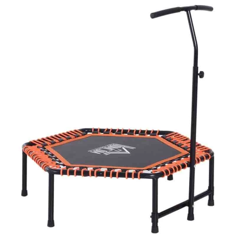 HOMCOM Mini Trampoline With Height Adjustable Handle - Black/Orange - A93-037 - Image 5