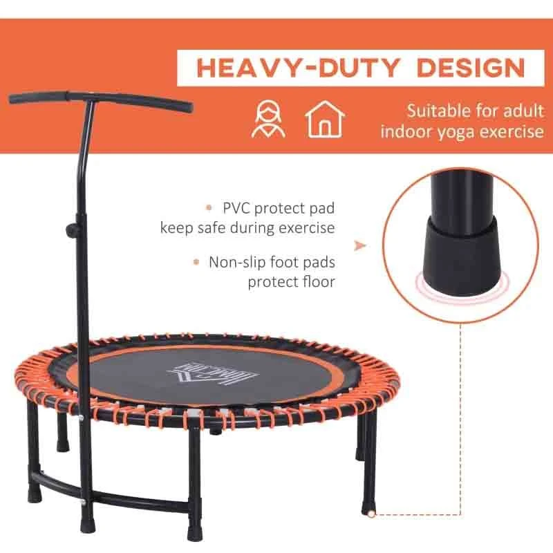 HOMCOM Mini Trampoline With Height Adjustable Handle - Black/Orange - A93-039 - Image 10