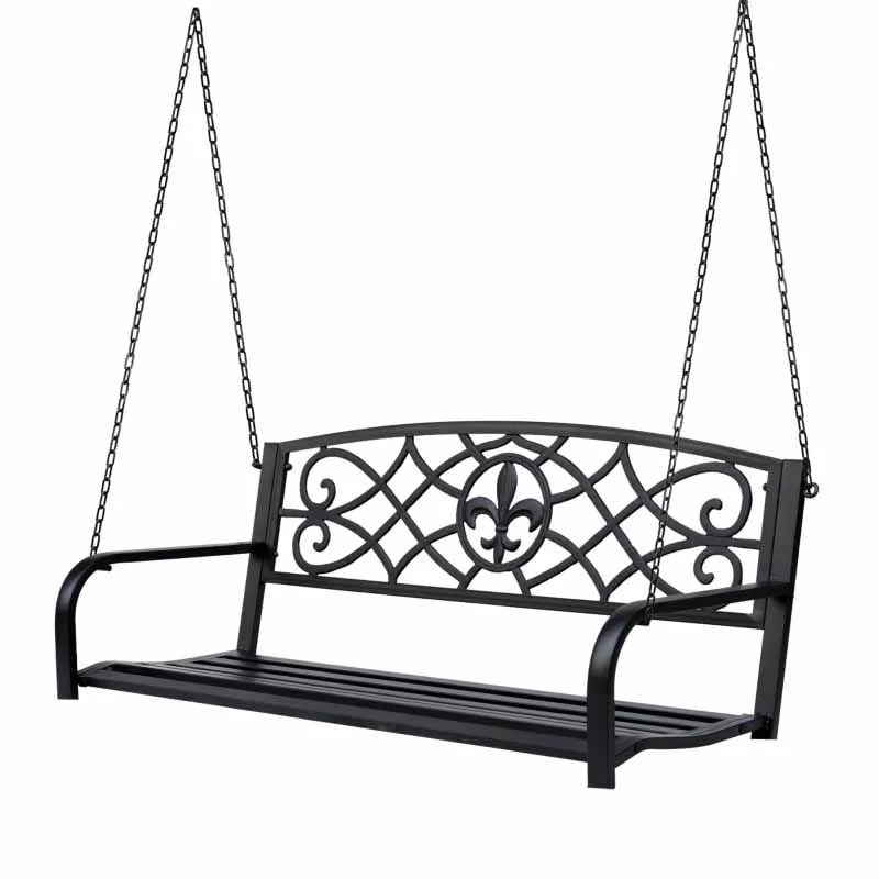 Outsunny Designer Metal Porch Swing Chair - Black - 84A-064 - Image 5