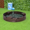 Outsunny Kids Outdoor Round Sandbox With Canopy - Brown - 343-042BN