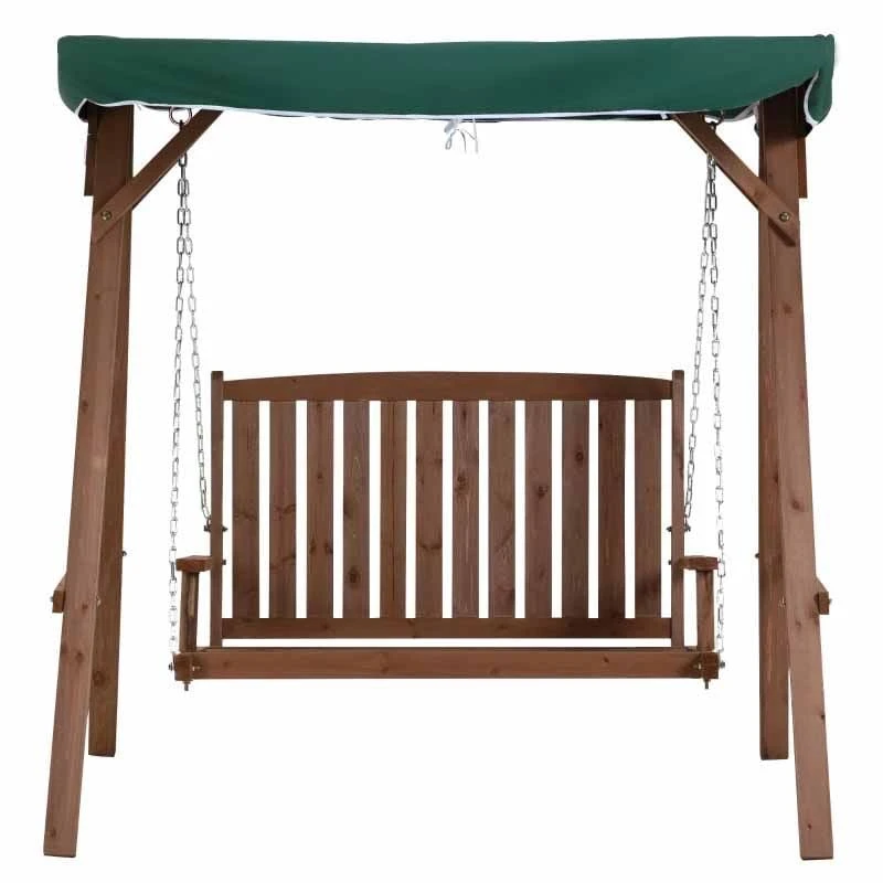 Outsunny Fir Wood Garden Swing Chair - Green - 84A-136GN - Image 4