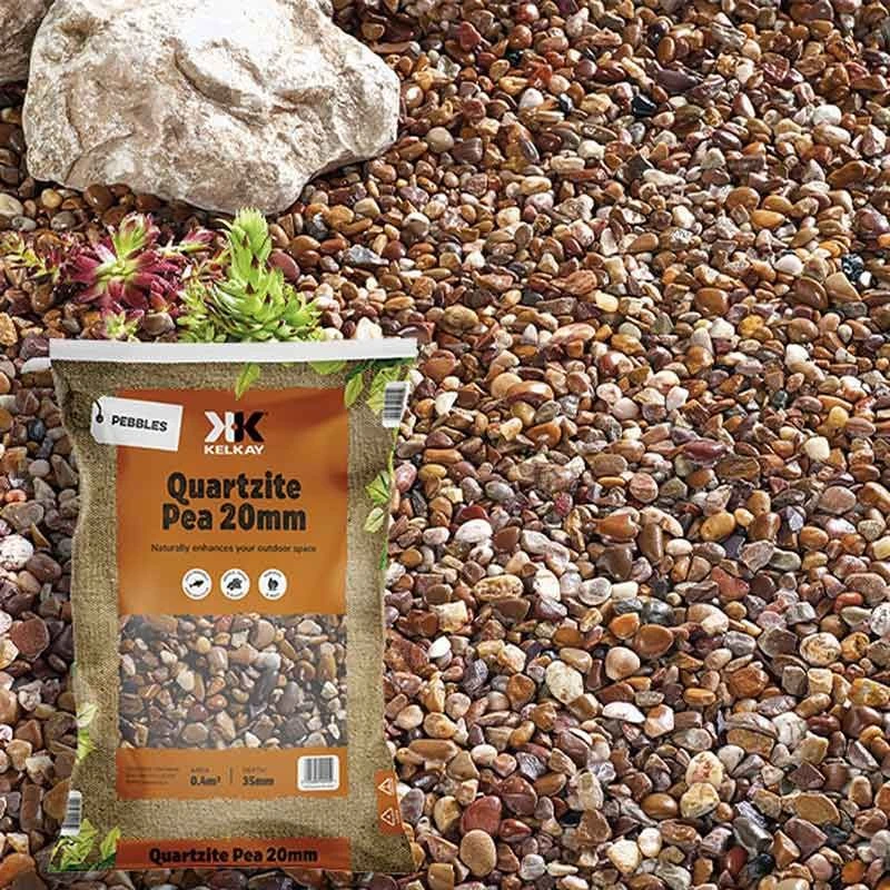 Kelkay Quartzite Pea Garden Pebbles 10-22mm - Bulk Bag - 7025