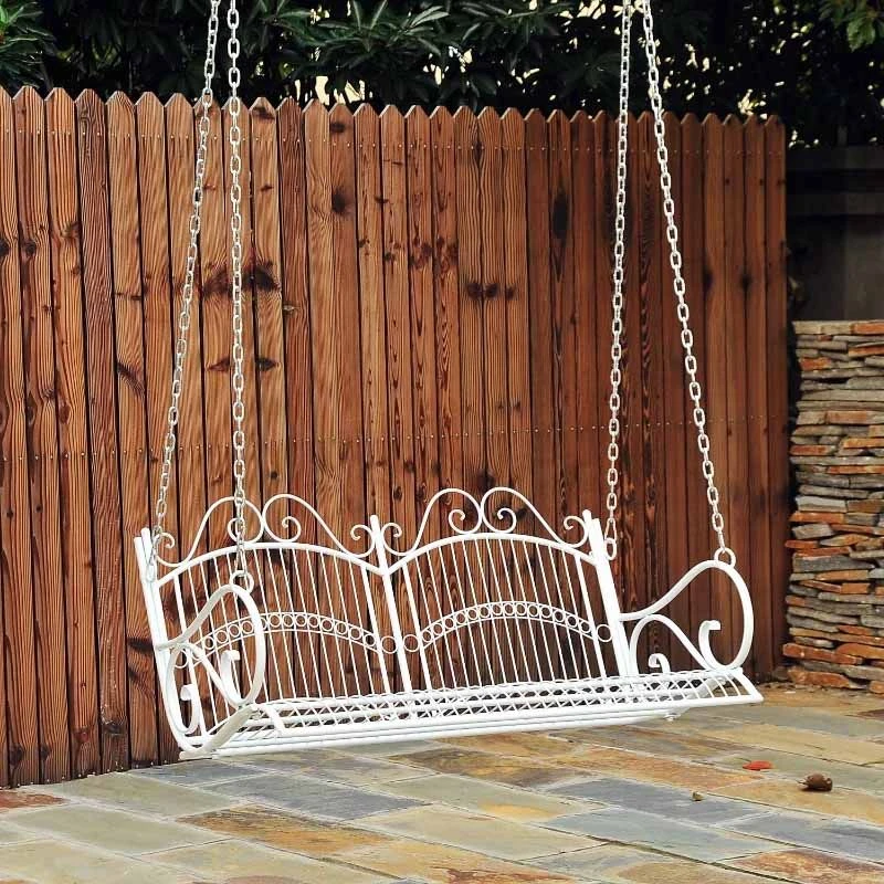 Outsunny 2-Seater Metal Porch Swing Chair- White - 84A-071 - Image 7