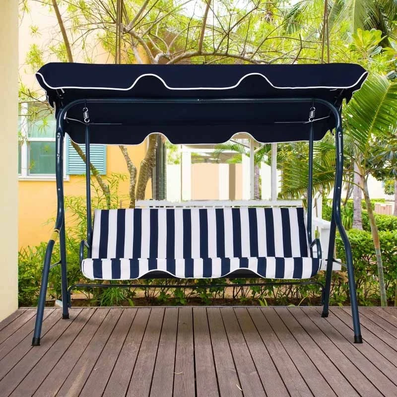 Outsunny 3-Seater Metal Swing Chair - Blue - 84A-118BU - Image 7